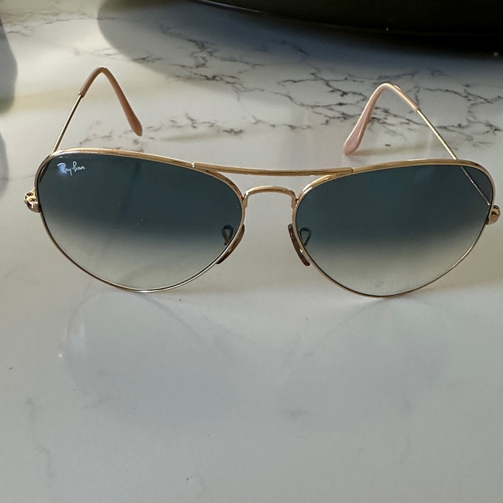 Ray-Ban Gold Frame Sunglasses with Dark Lenses